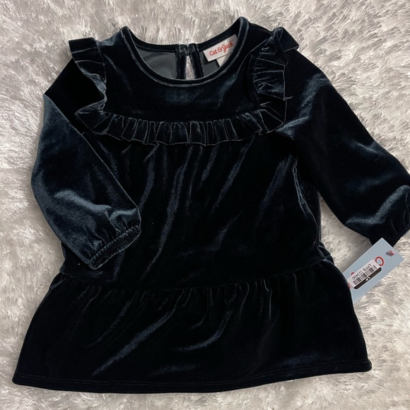Cat & Jack Other - Infant Baby Girls Cat & Jack Jade Green Velvet Tiered Dress